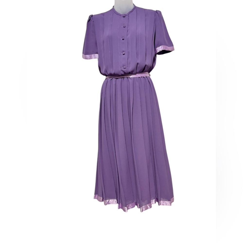 Vintage Lilac Shirt Dress w/ Pleated Skirt, Zizi by Barbara Chados